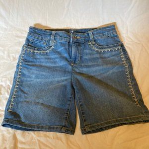 St. John's Bay Women's Denim Shorts with Embroidered detail, Size 4